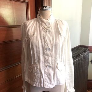 CAbi lightweight white linen jacket sz M